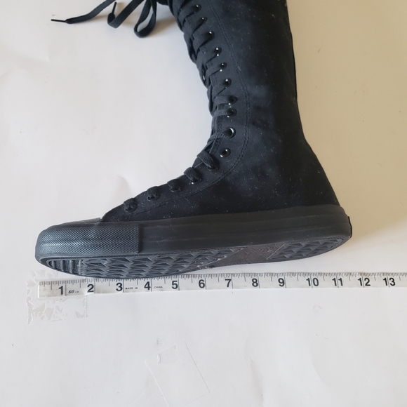 YUANBU ANUFER Sz 11 (43) Punk Style Knee High LaceUp Canvas Sneaker Boots Gothic - Picture 13 of 16
